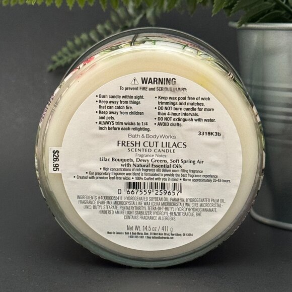 BBW Fresh Cut Lilacs Bath & Body Works 3 Wick Candle - Picture 9 of 10